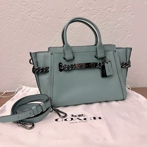 🦋🦋 Coach Swagger 27 Cloud Blue Gunmetal Chain Handbag